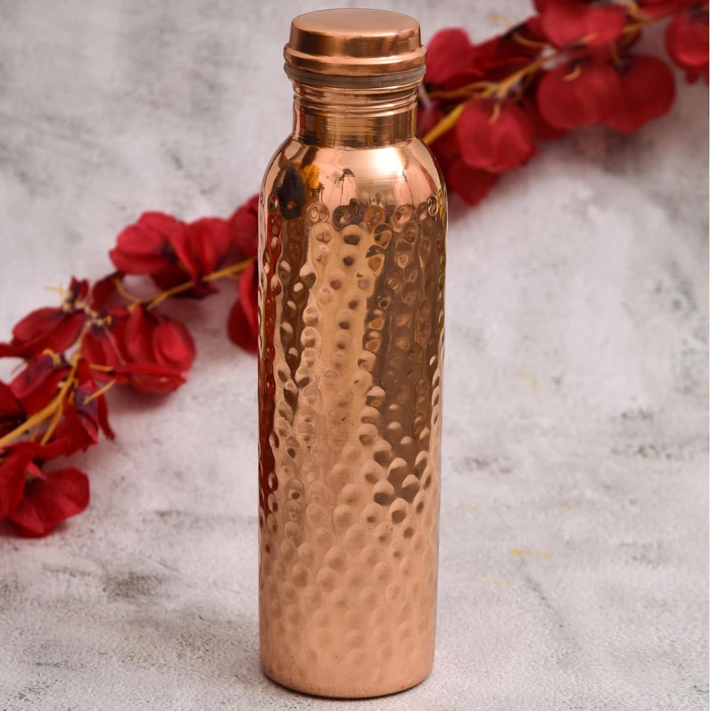 Hammered Pure Copper Water Bottle – 100% Handcrafted Ayurvedic Drinkware USA - Vessel Veda